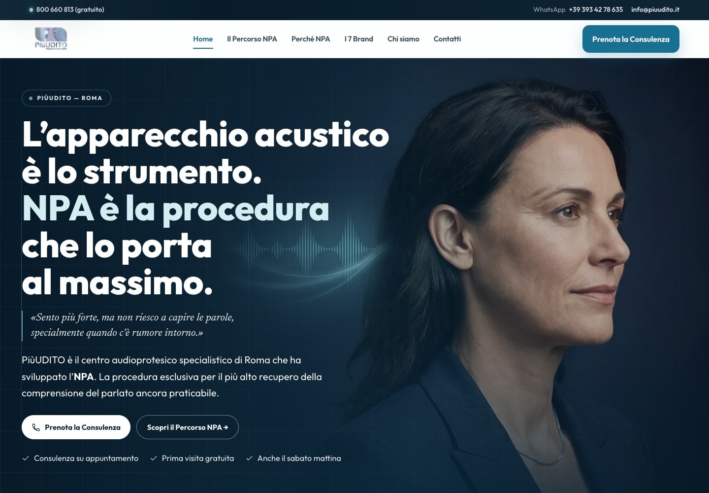 The PiùUDITO website built by Matteo Dante